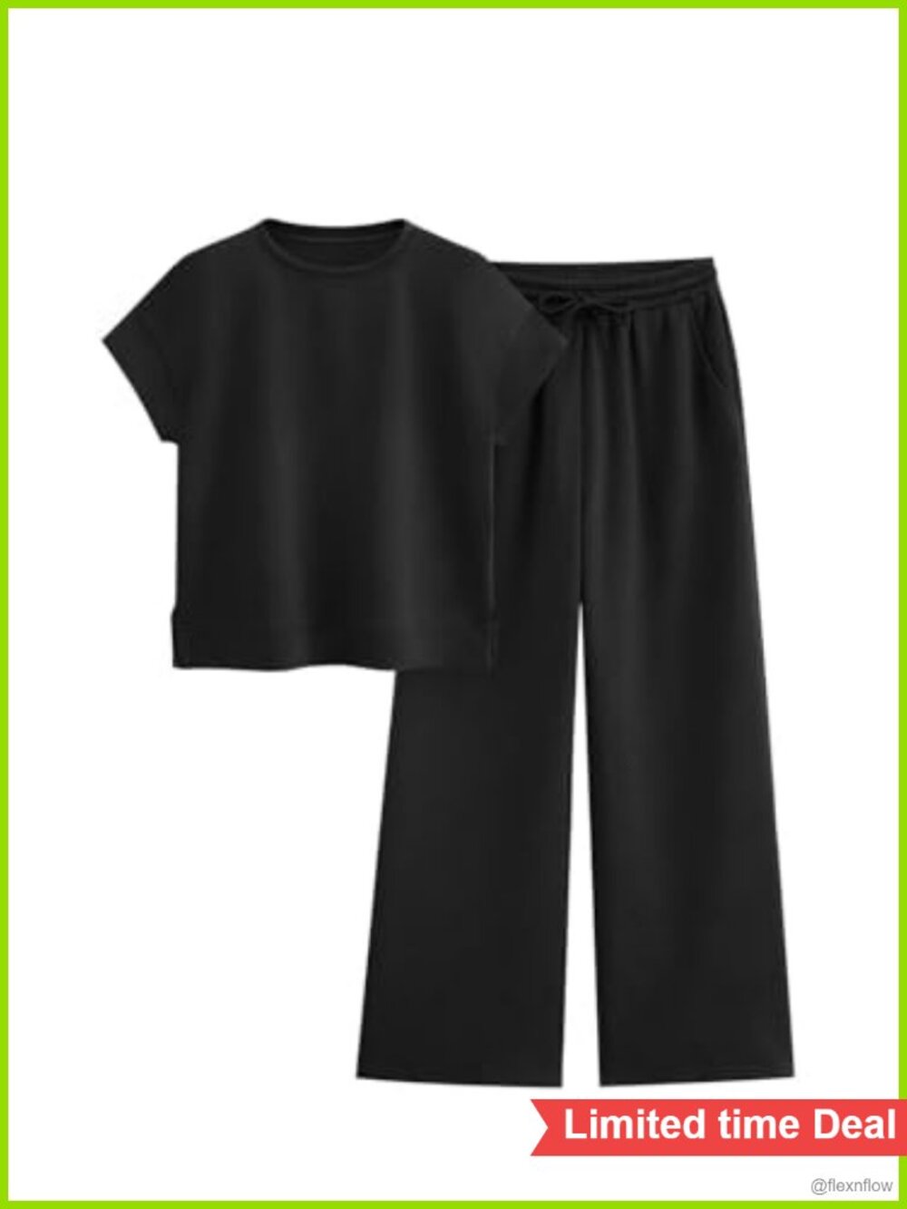 PRETTYGARDEN Women's 2 Piece Set Short Sleeve Pullover Wide Leg Pants Lounge